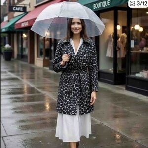 XXI Brand’s Stylish Black and White Animal Print Women's Trench Coat